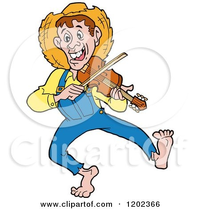 fiddle-clipart-1202366-Cartoon-Of-A-Happy-Hillbilly-Man-Dancing-And-Playing-A-Fiddle-Royalty-...webp