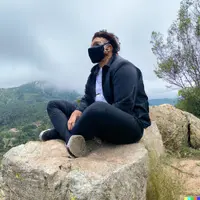 DALL·E 2023-02-04 13.54.29 - Un hombre con mascarilla en una montaña.webp