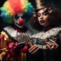 Payaso Con Cartas Magic The Gathering Y Mujer [079].jpg