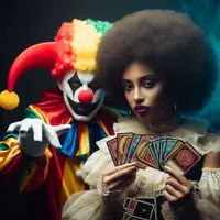 Payaso Con Cartas Magic The Gathering Y Mujer [150].jpg