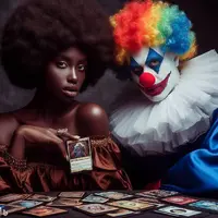 Payaso Con Cartas Magic The Gathering Y Mujer Castaña [012].jpg