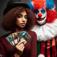 Payaso Con Cartas Magic The Gathering Y Mujer Castaña [027].jpg