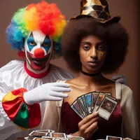 Payaso Con Cartas Magic The Gathering Y Mujer Castaña [119].jpg
