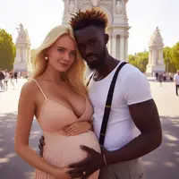 Mujer Rubia Embarazada Con Hombre Africano En Madrid [002].jpg