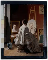Jean_Alphonse_Roehn_-_Portrait_of_an_artist_painting_her_self-portrait_-_(MeisterDrucke-14726...webp